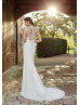 Mermaid High Neck Ivory Lace Chiffon Wedding Dress